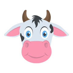 
A cute cow head with two horns

