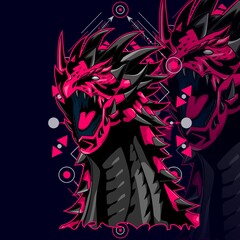 Dragon magenta angry vector