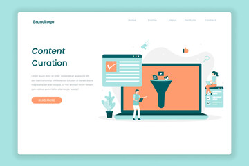Content curation Illustration landing page. Illustration for websites, landing pages, mobile applications, posters and banners.