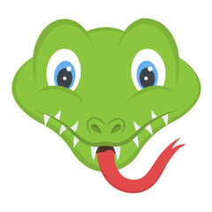 
A funny snake face with long tongue, wild animal 
