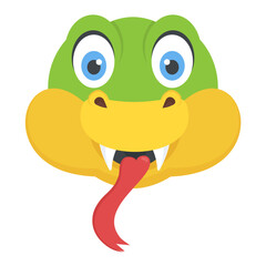 
A funny snake face with long tongue, wild animal 
