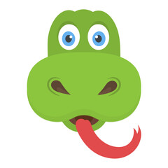 
A funny snake face with long tongue, wild animal 
