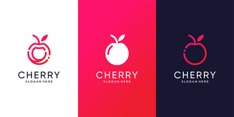 Cherry logo template with cool and unique Premium Vector