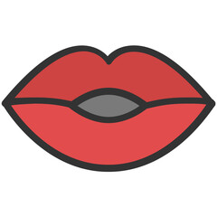 
Flat icon design of lips, Kissing concept
