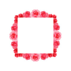 Square watercolor frame with flowers. For the design of invitations, postcards, greeting cards and other designs.