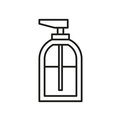 antibacterial soap bottle line icon