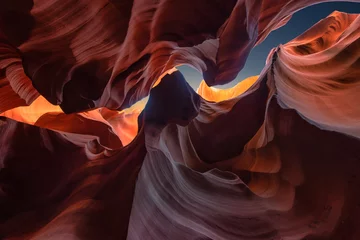 Foto op Plexiglas canyon antelope arizona - abstract kleurrijk en structuur achtergrond zandstenen muur © emotionpicture