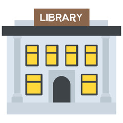 
Educational building, library flat icon design
