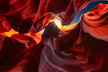 Foto op Plexiglas canyon antelope arizona - abstract kleurrijk en structuur achtergrond zandstenen muur © emotionpicture