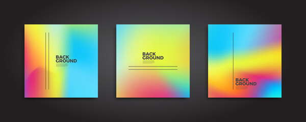Fototapeta premium Abstract backgrounds set with modern blurred color gradient patterns. Smooth templates collection for covers, posters, banners and cards. Vector illustration.