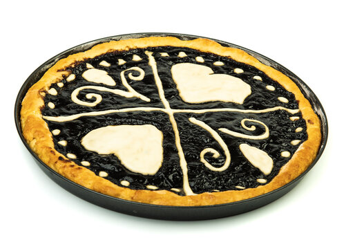 Czech traditional cake "kolac" on white