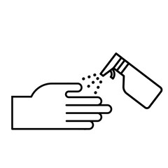 hand with spray bottle medical product line style
