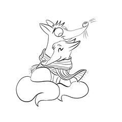 Foxes in love. Illustration for Valentine's Day . Coloring.