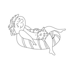 Fototapeta premium Digital black and white drawing. The guy is on vacation.