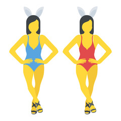 
Women with bunny ears partying or ballet dancers 
