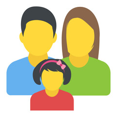 
A family unit with a mother, father and two children
