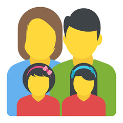 
A family unit with a mother, father and two children
