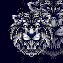 LION HEAD FACE KING VECTOR IRON