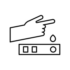 finger with blood drop and test line style icon
