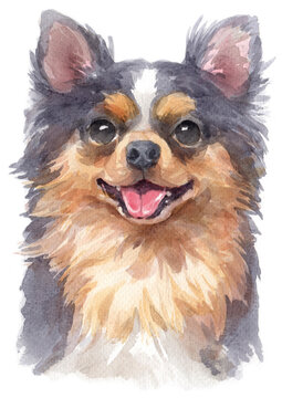 Water colour painting of Chihuahua dog.