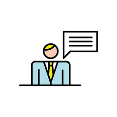 business man with speech bubble avatar character