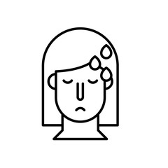 woman with fever covid19 symptom line style icon