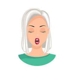 The emotion of passion. Expression of passion on a woman's face, passionate woman. Vector illustration.