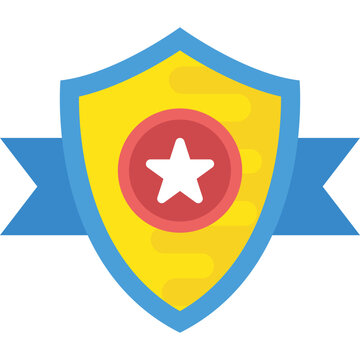 
A security emblem with laurel wreath and three star ribbon flat vector icon
