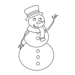 Simple illustration of funny snowman Concept for Christmas holiday
