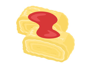 ネギをのせた卵焼きのイラスト Background Wall Mural Backgrou R Design