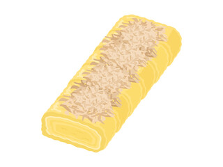 鰹節をのせた卵焼きのイラスト