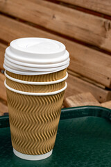 stacked used drinks cups