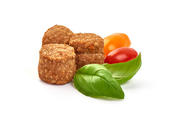 Chicken meatballs, isolated on white background