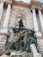 Matthias Fountain in the western forecourt of Buda Castle, Budapest. Budapest fountain. © Юлія Мартинюк