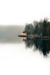 In the misty morning. Th fog lifted around this lighthouse.