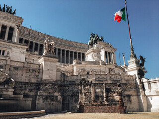 Monument of Victor Emmanuel II, Venezia Square, in Rome. Traveling to Italy, Rome. City Landmark.