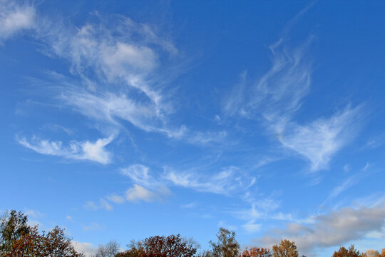 interesting patterns of clouds in the autumn sky