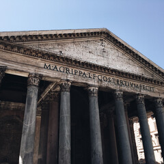 Famous ancient Pantheon church in Rome, Italy. Traveling to Italy, Rome. City Landmark.