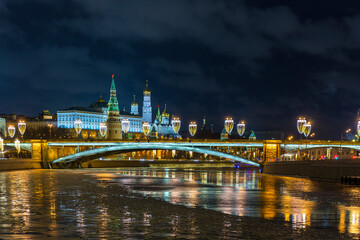 Winter view on Moscow River and Kremlin