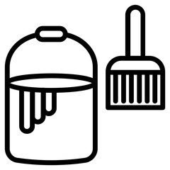 Paint bucket with paint brush, home renovation