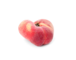 Fresh ripe donut peach isolated on white