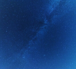 A magical starry night on the river by the Milky Way and a comet in the sky