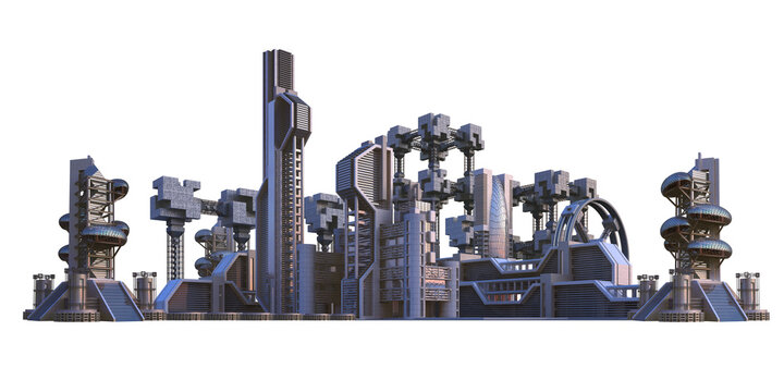 Futuristic industrial city skyline