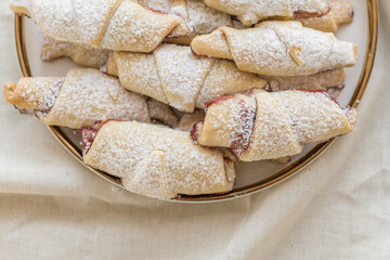 Ready-made fragrant baked cookies bagels with jam for use in recipe illustrations.