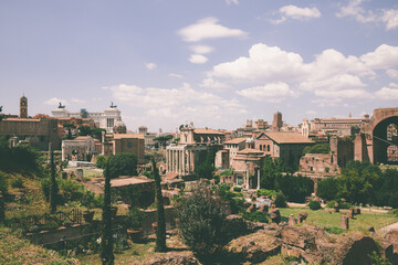 Panoramic view of Roman forum, also known by Forum Romanum