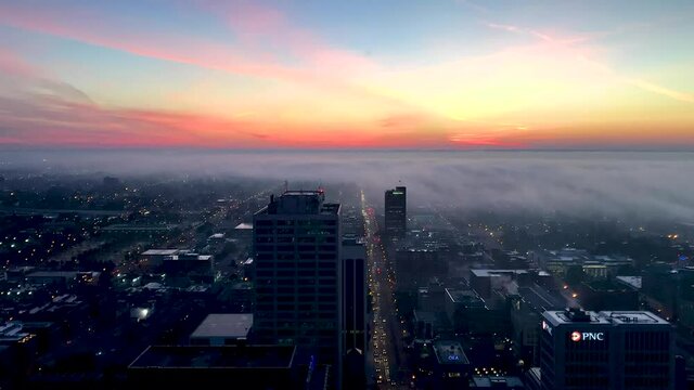 Timelap of the sunrise over downtown Columbus