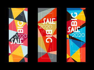 Abstract trendy vector geometric textured trendy new material style Sale banners