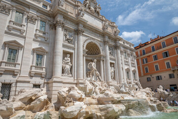 Naklejka na ściany i meble Panoramic view of Trevi Fountain in the Trevi district in Rome, Italy
