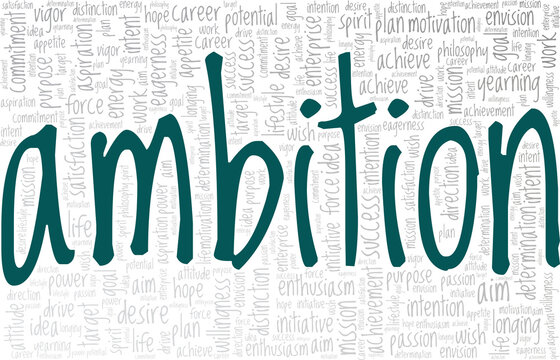 Ambition vector illustration word cloud isolated on a white background.