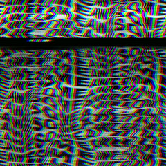 Seamless techno glitch RGB monitor noise. High quality illustration. Repeat bad data pattern. Futuristic distorted signal computer screen failure. Red green and blue distortion texture effect.
